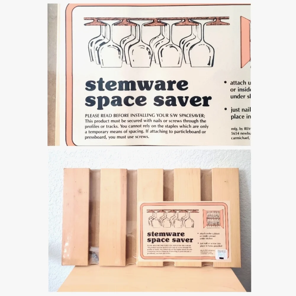 Pier1 Wooden Stemware Space Saver Organization for Wine Glasses Cottagecore